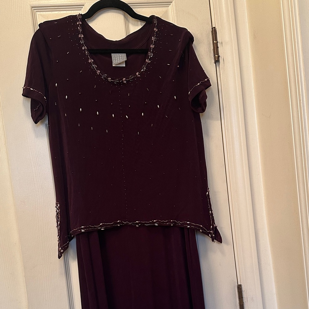 Elegant Plum 2 Piece Women's Dress Vintage ‘90s